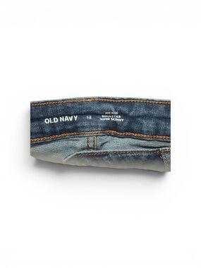 Old Navy women's Rockstar Super Skinny Jeans size 12 - Dark Blue with tear style